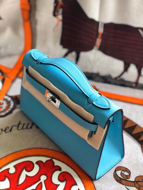 에르메스 미니 켈리백22 노던블루 은장 스위프트